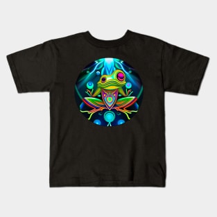 Froggy Animal Spirit (14) - Trippy Psychedelic Frog Kids T-Shirt